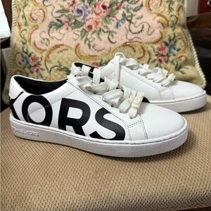 Michael Kors White and Black Logo Sneakers